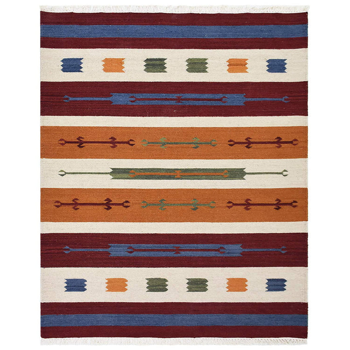 Nomad Strata Hand Woven Kilim Wool Flatweave Rug