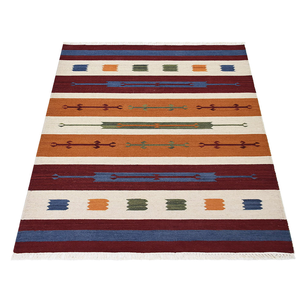Nomad Strata Hand Woven Kilim Wool Flatweave Rug