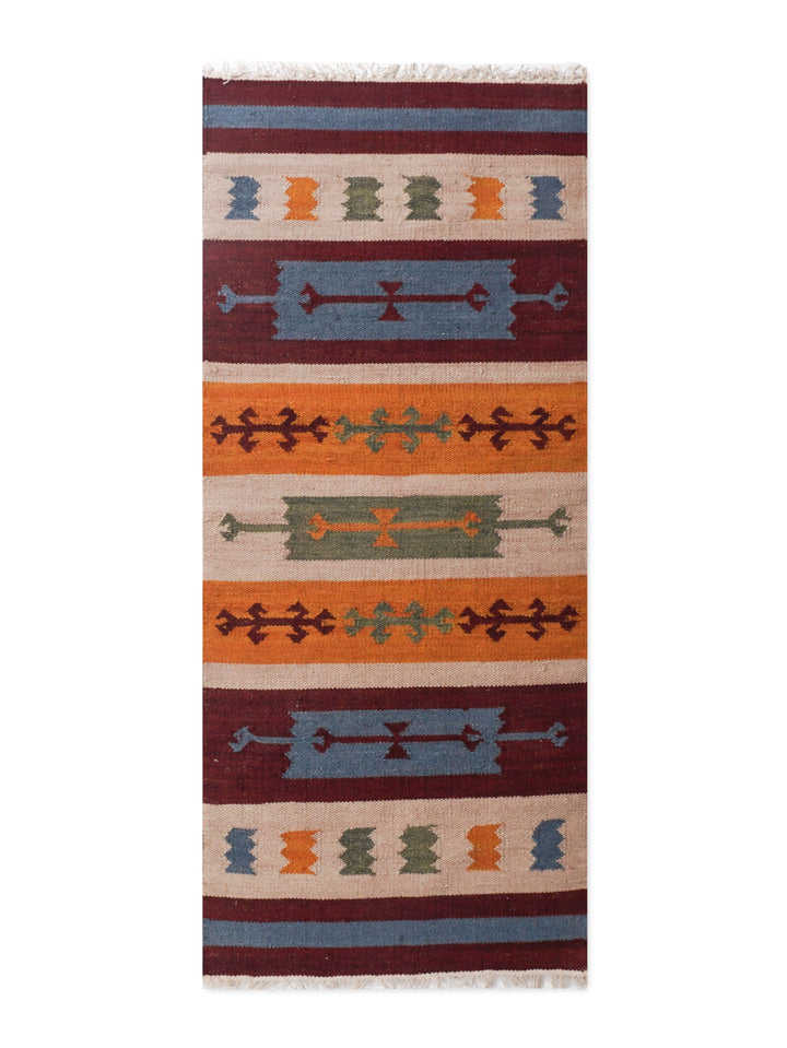 Nomad Strata Hand Woven Kilim Wool Flatweave Rug