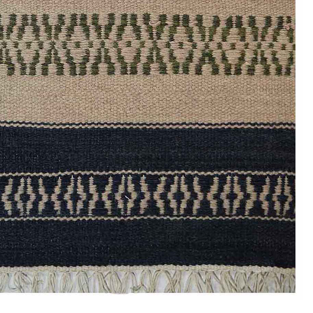 Hand Woven Flat Weave Kilim Wool Area Rug Contemporary Aqua Cream D00114
