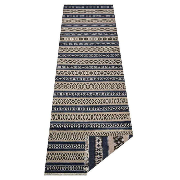 Hand Woven Flat Weave Kilim Wool Area Rug Contemporary Aqua Cream D00114