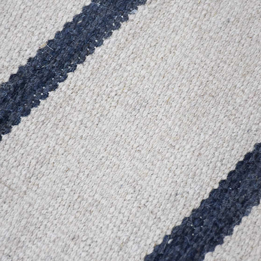Hand Woven Flat Weave Kilim Wool Area Rug Contemporary Cream Charcoal D00118