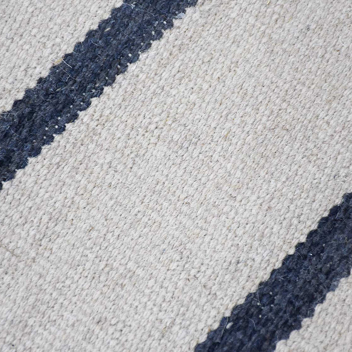 Hand Woven Flat Weave Kilim Wool Area Rug Contemporary Cream Charcoal D00118