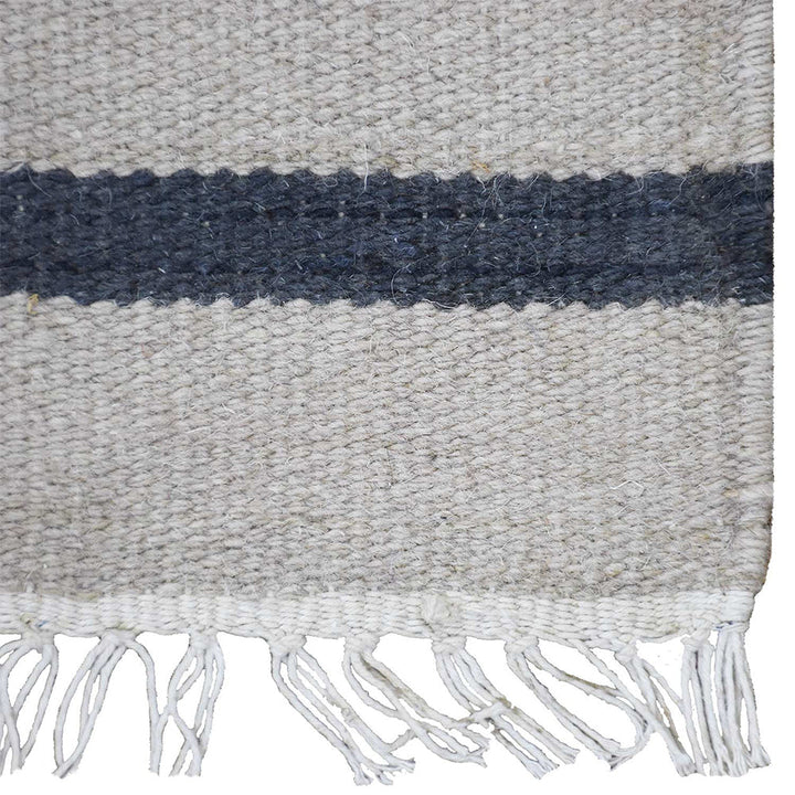 Hand Woven Flat Weave Kilim Wool Area Rug Contemporary Cream Charcoal D00118