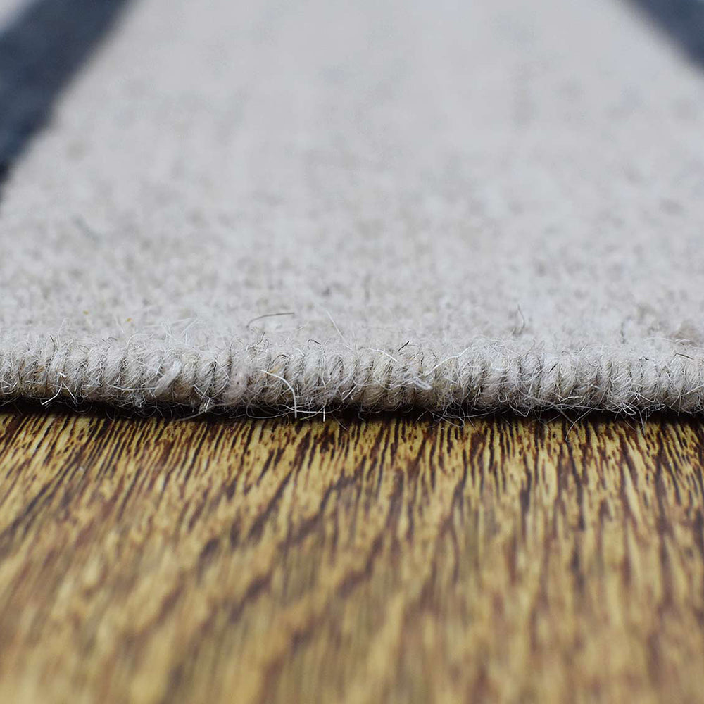 Hand Woven Flat Weave Kilim Wool Area Rug Contemporary Cream Charcoal D00118