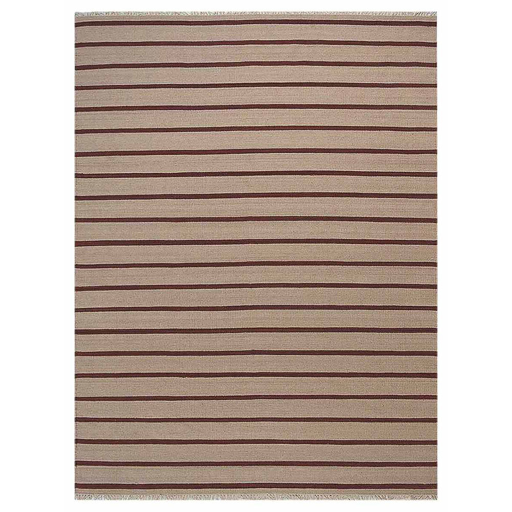 Hand Woven Flat Weave Kilim Wool Area Rug Contemporary Cream Charcoal D00118