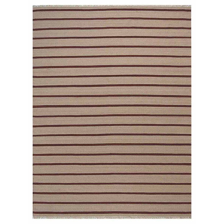 Hand Woven Flat Weave Kilim Wool Area Rug Contemporary Cream Charcoal D00118