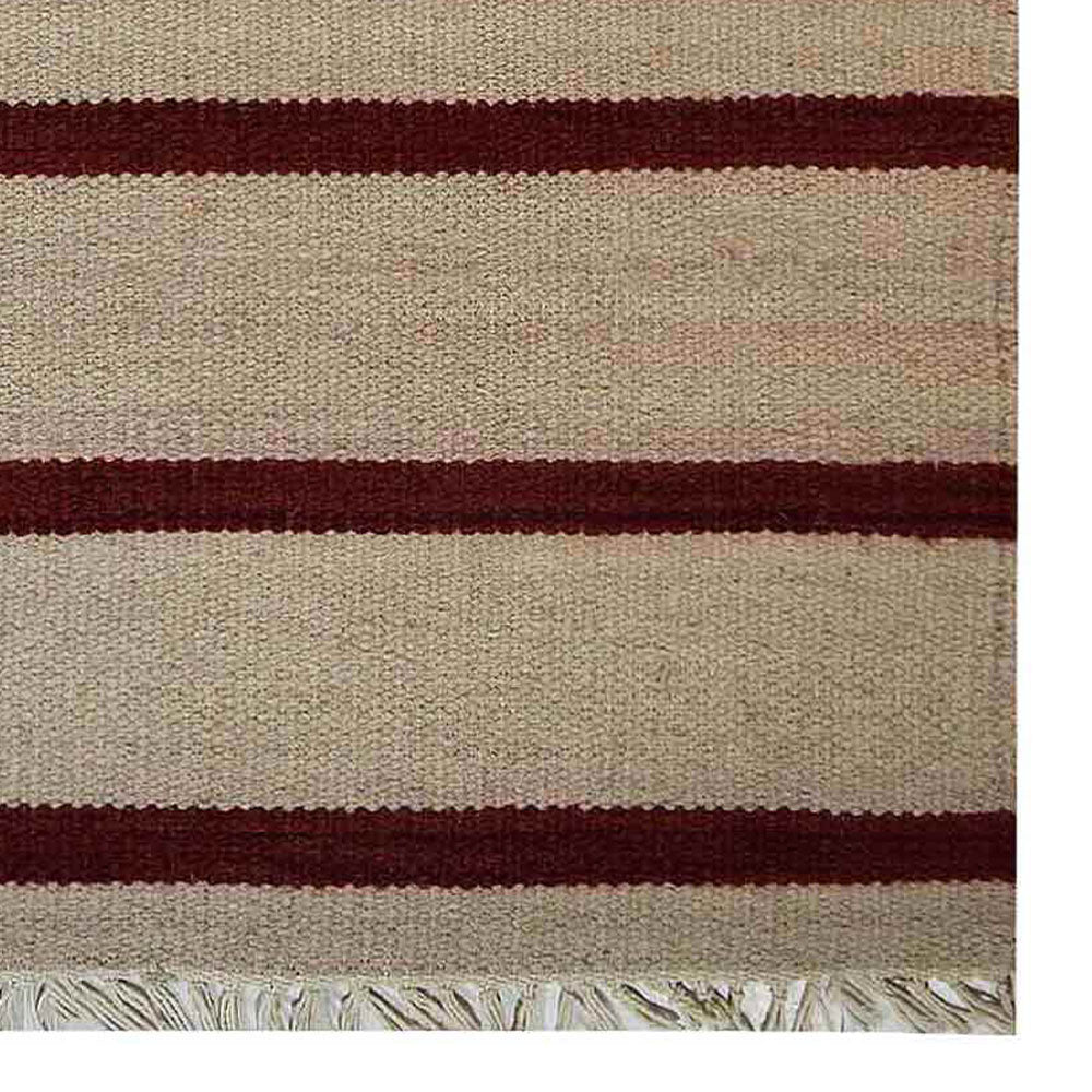 Hand Woven Flat Weave Kilim Wool Area Rug Contemporary Cream Charcoal D00118
