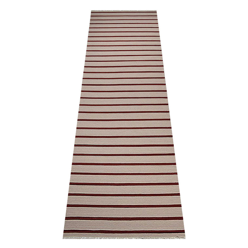 Hand Woven Flat Weave Kilim Wool Area Rug Contemporary Cream Charcoal D00118