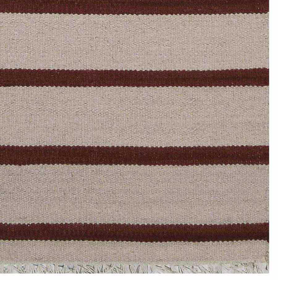 Hand Woven Flat Weave Kilim Wool Area Rug Contemporary Cream Charcoal D00118