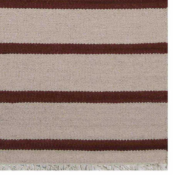 Hand Woven Flat Weave Kilim Wool Area Rug Contemporary Cream Charcoal D00118