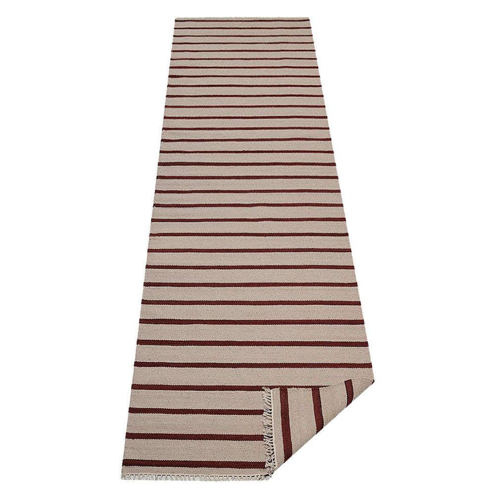 Hand Woven Flat Weave Kilim Wool Area Rug Contemporary Cream Charcoal D00118