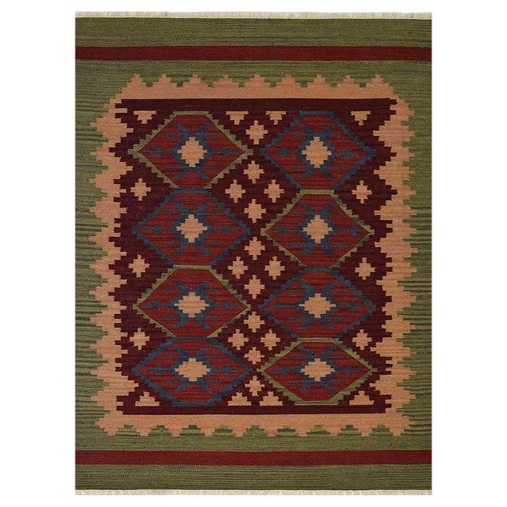Heritage Mosaic Hand Woven Kilim Wool Flatweave Rug