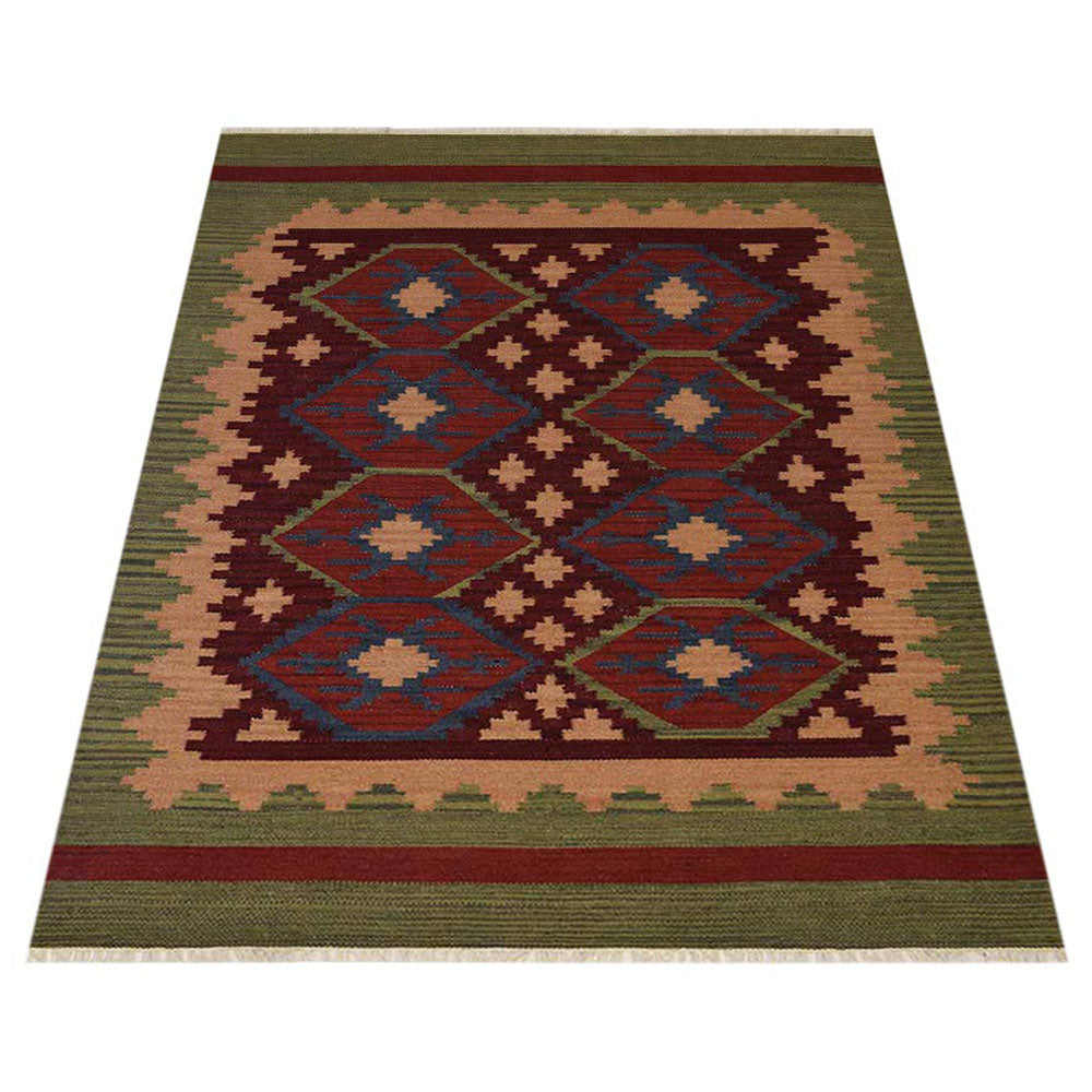 Heritage Mosaic Hand Woven Kilim Wool Flatweave Rug