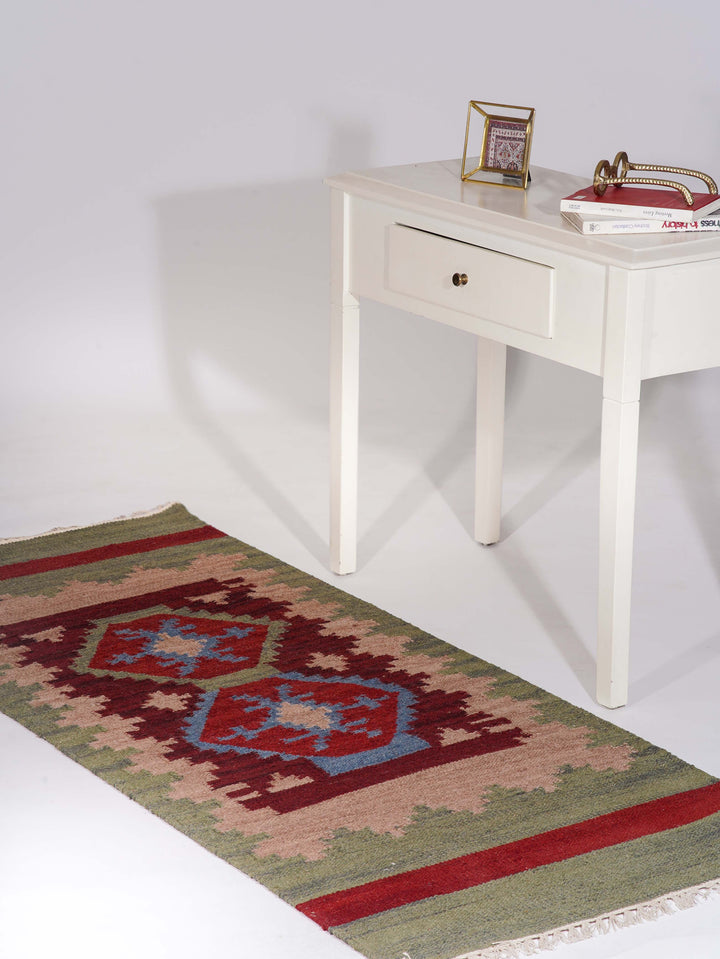 Heritage Mosaic Hand Woven Kilim Wool Flatweave Rug