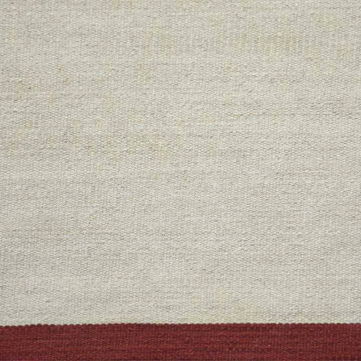 Hand Woven Flat Weave Kilim Wool Area Rug Contemporary Cream Wine D00123