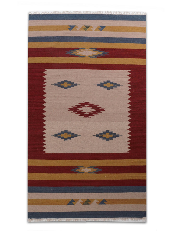 Tribal Echo Hand Woven Kilim Wool Flatweave Rug