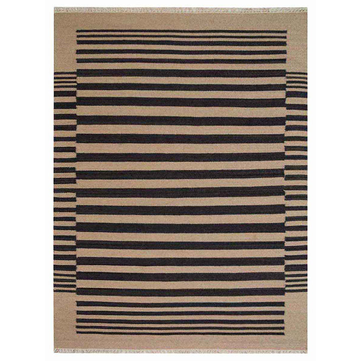 Linear Harmony Hand Woven Kilim Wool Flatweave Rug