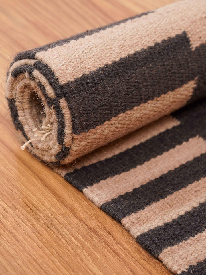 Linear Harmony Hand Woven Kilim Wool Flatweave Rug