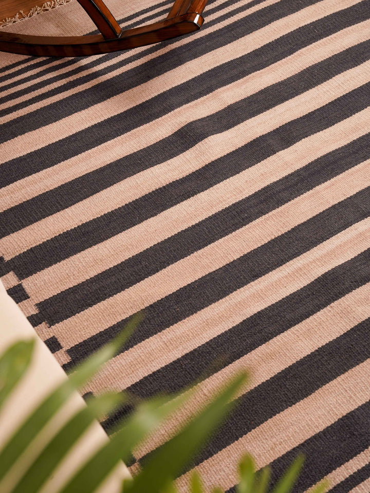 Linear Harmony Hand Woven Kilim Wool Flatweave Rug