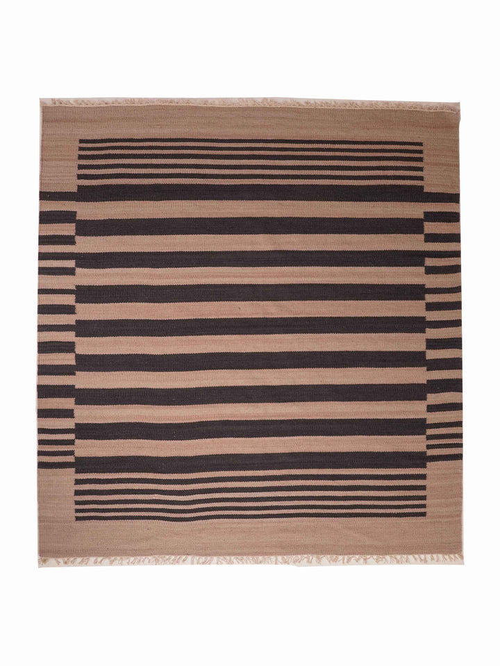 Linear Harmony Hand Woven Kilim Wool Flatweave Rug