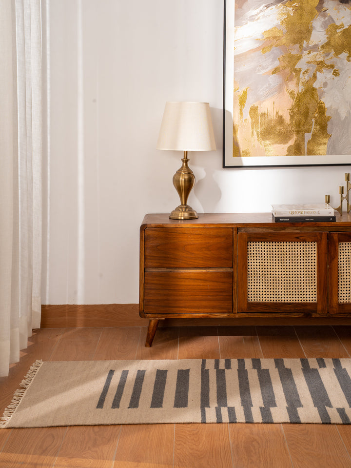 Linear Harmony Hand Woven Kilim Wool Flatweave Rug