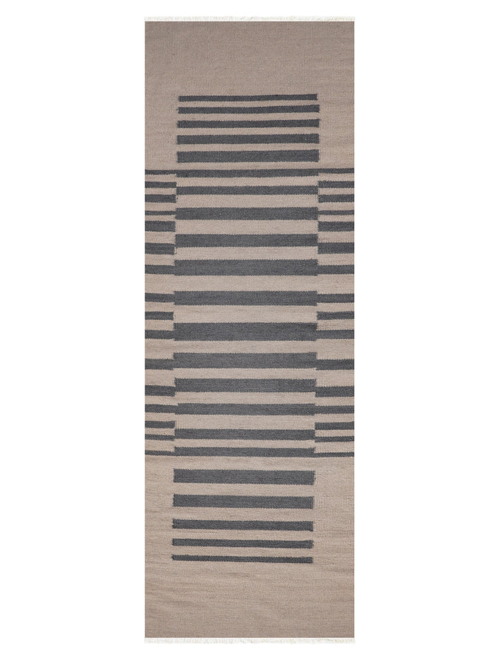 Linear Harmony Hand Woven Kilim Wool Flatweave Rug