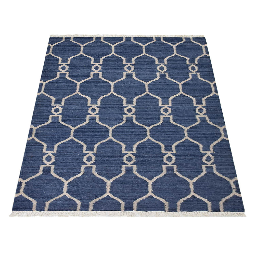Hand Woven Flat Weave Kilim Wool Area Rug Contemporary Gold D00129
