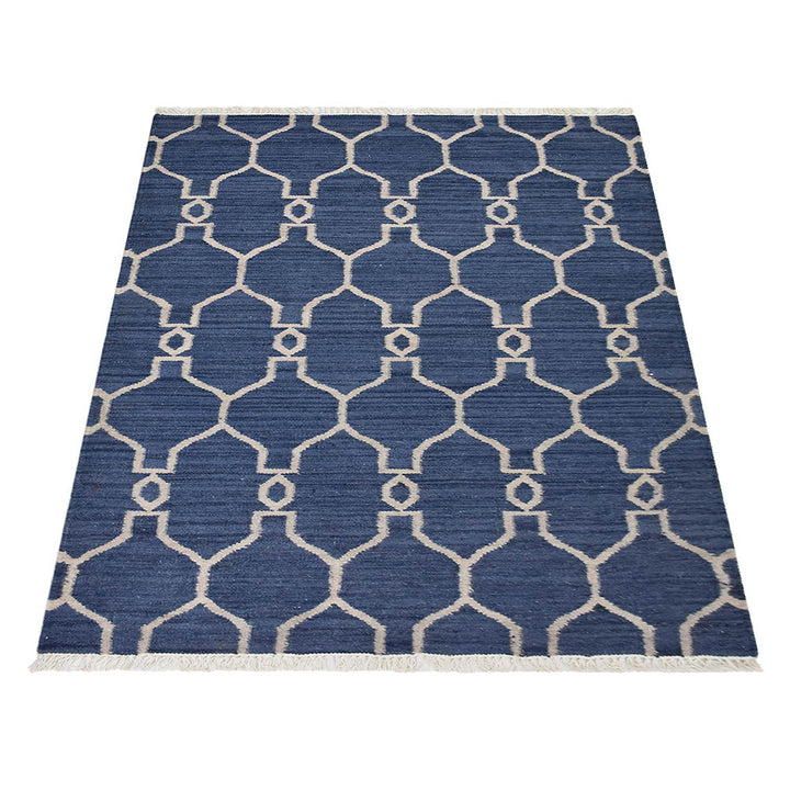 Hand Woven Flat Weave Kilim Wool Area Rug Contemporary Gold D00129