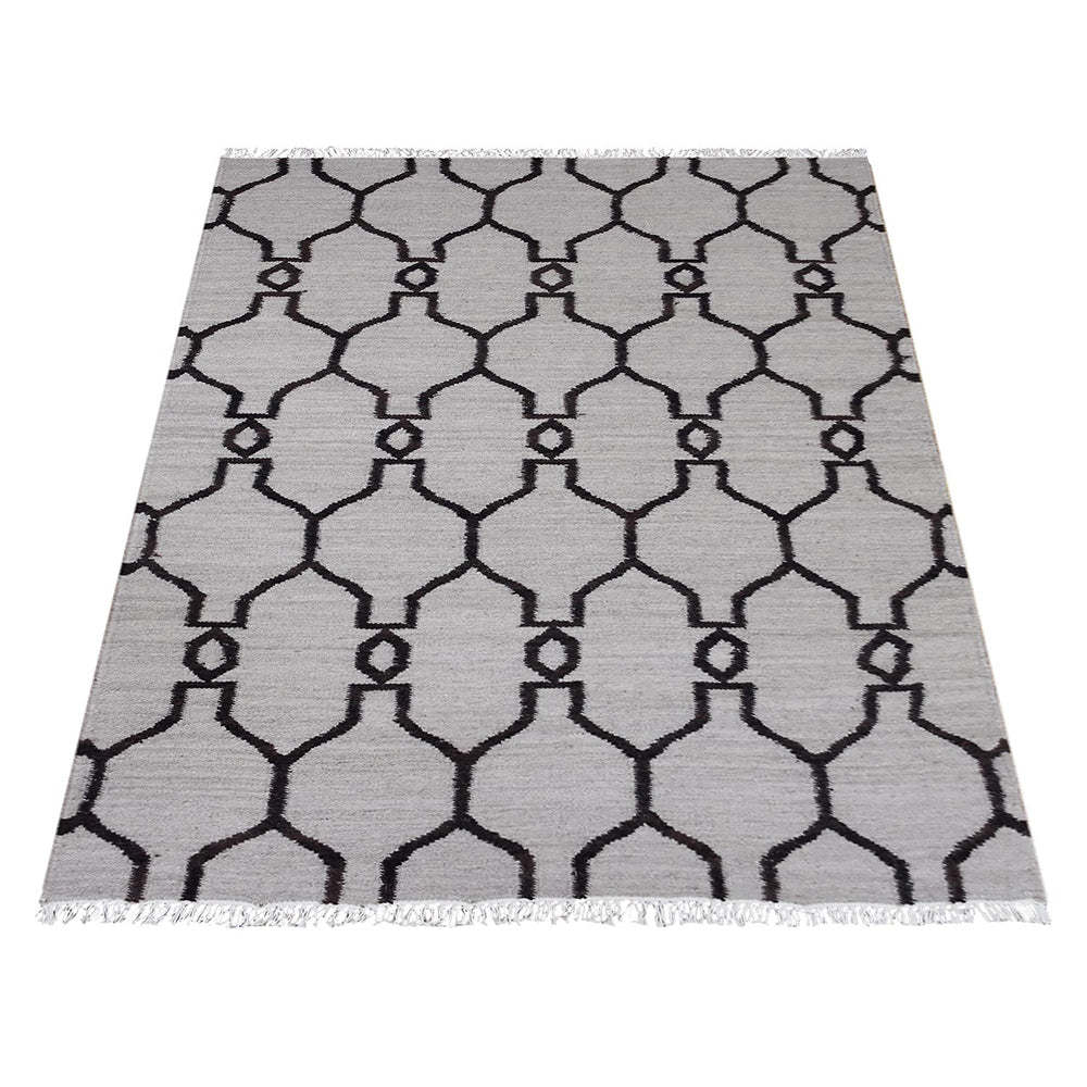 Hand Woven Flat Weave Kilim Wool Area Rug Contemporary Gold D00129