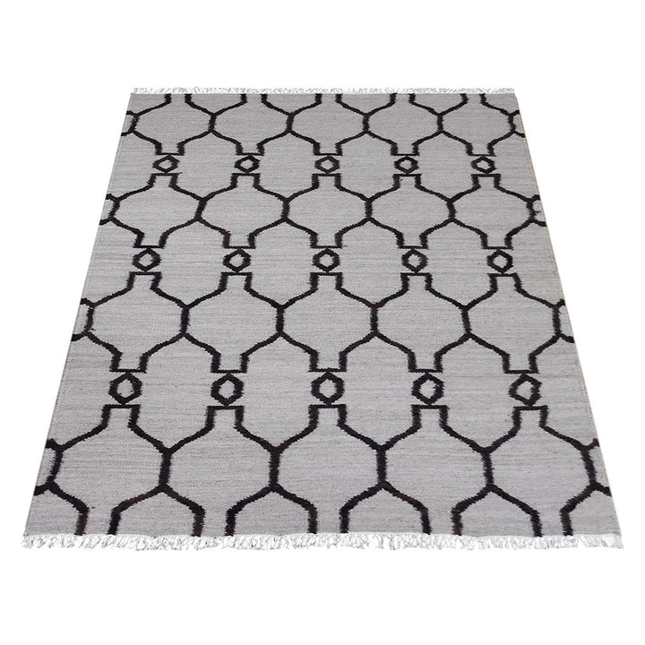 Hand Woven Flat Weave Kilim Wool Area Rug Contemporary Gold D00129