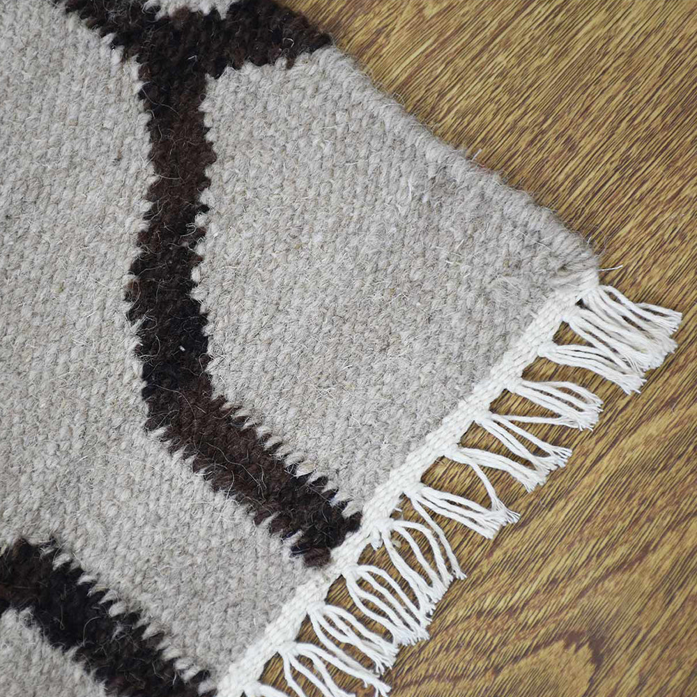 Hand Woven Flat Weave Kilim Wool Area Rug Contemporary Gold D00129