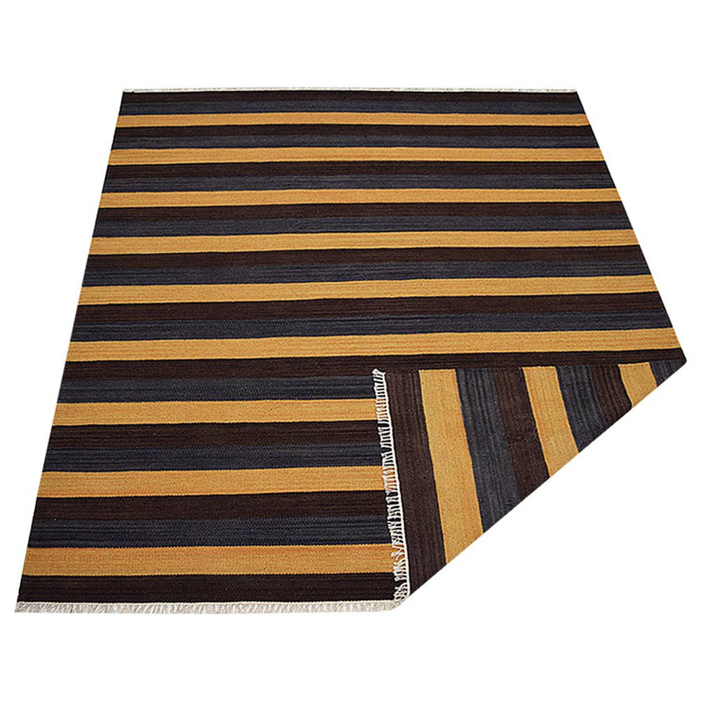 Hand Woven Flat Weave Kilim Wool Area Rug Contemporary Multicolor D00131