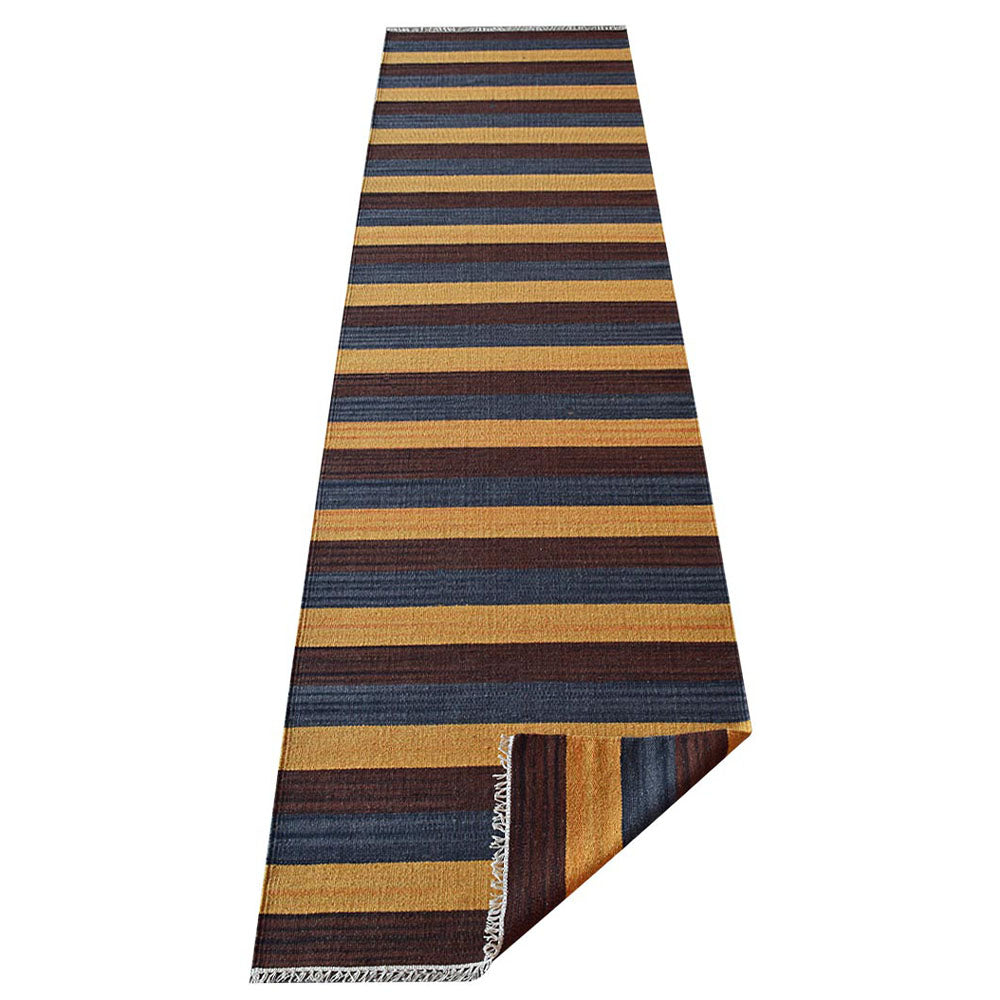 Hand Woven Flat Weave Kilim Wool Area Rug Contemporary Multicolor D00131