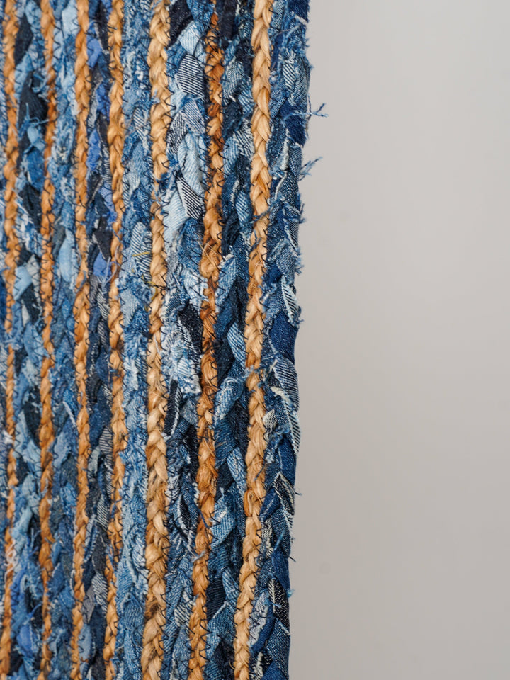 Contemporary Hand-Braided Cotton & Jute Rug