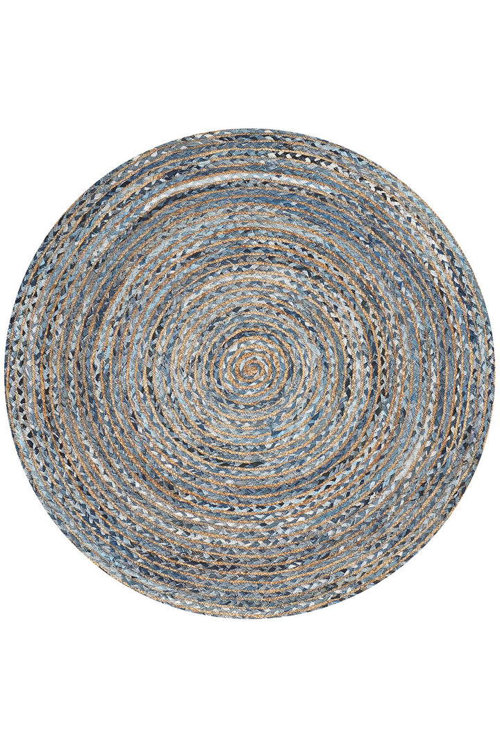 Contemporary Hand-Braided Cotton & Jute Rug