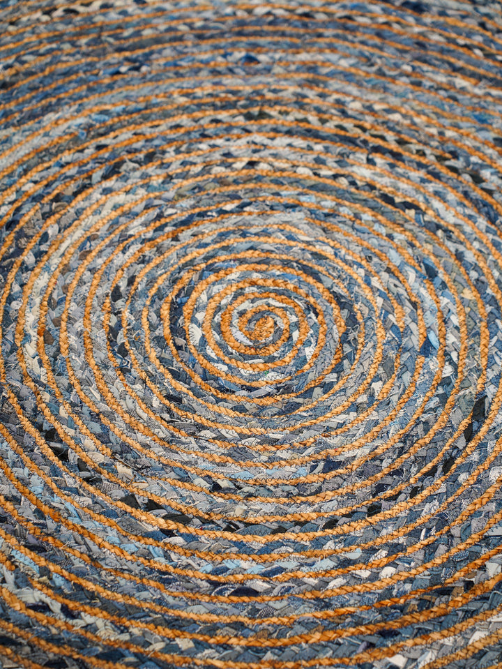 Contemporary Hand-Braided Cotton & Jute Rug