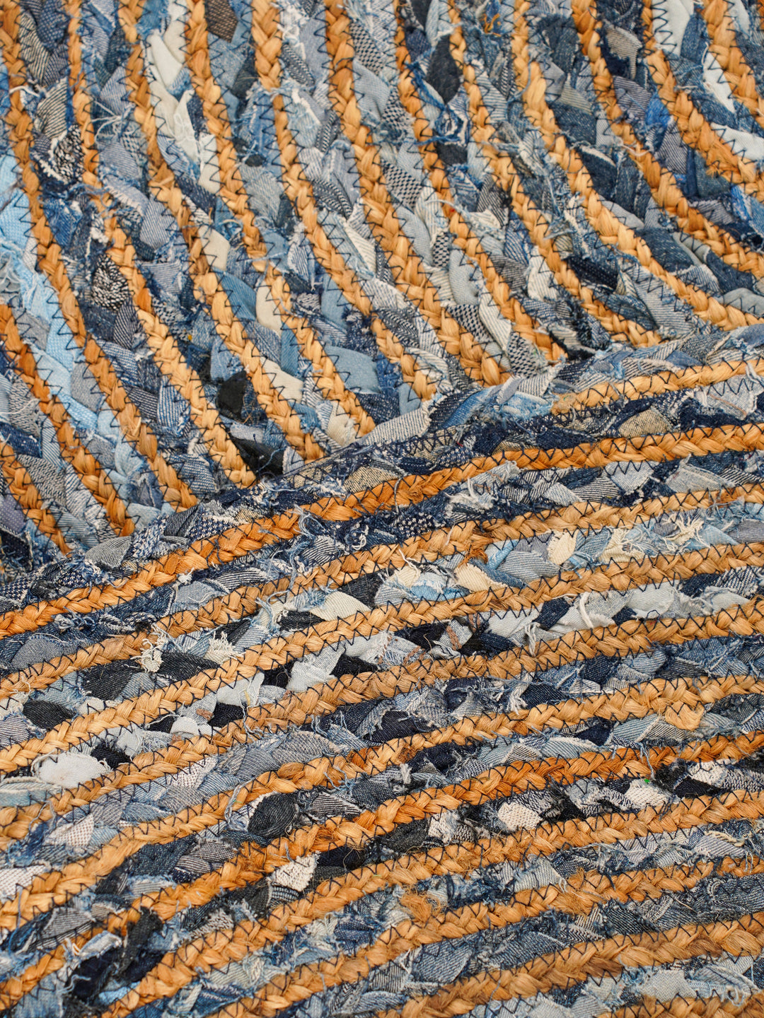 Contemporary Hand-Braided Cotton & Jute Rug