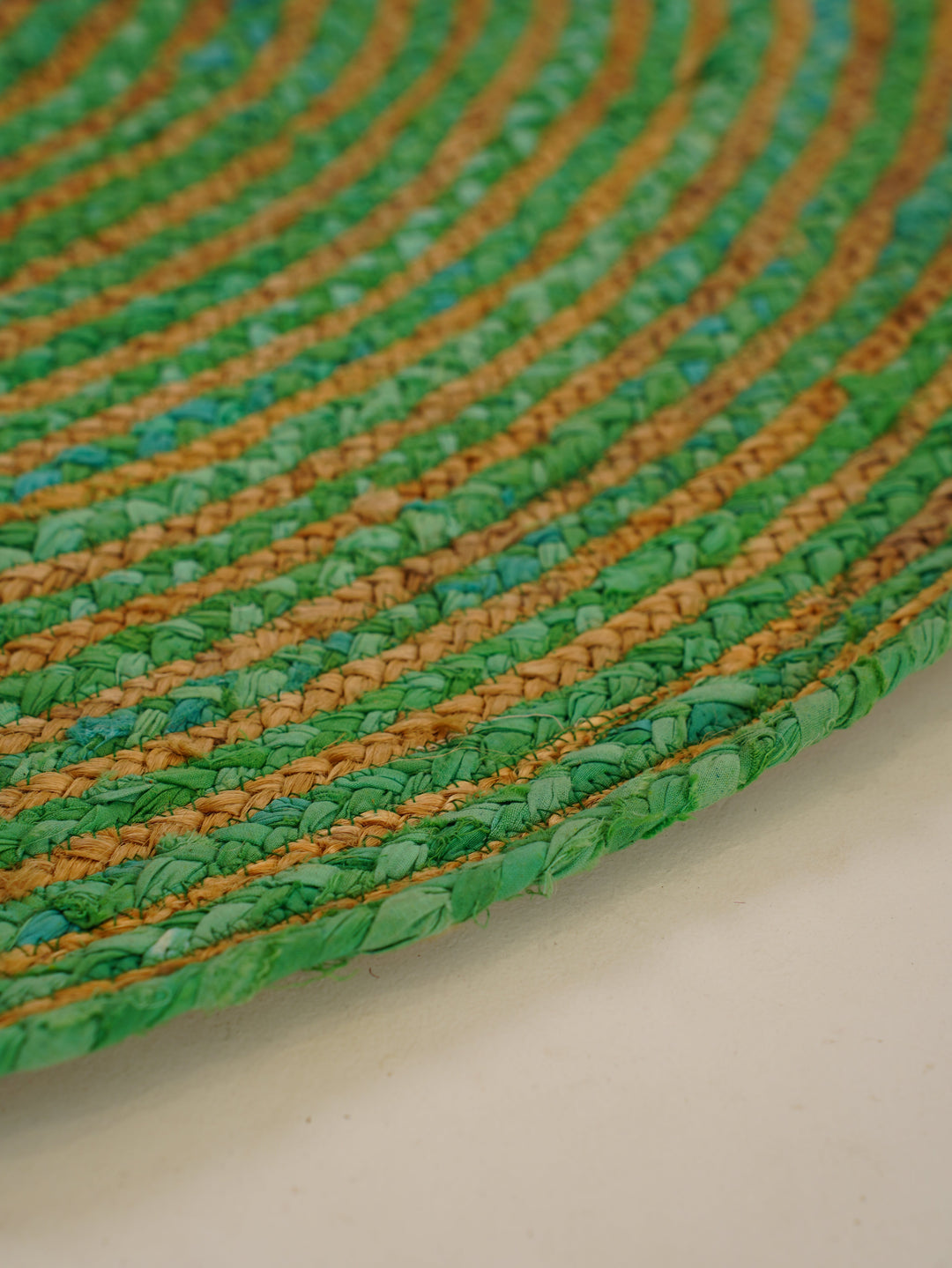 Contemporary Hand-Braided Cotton & Jute Rug
