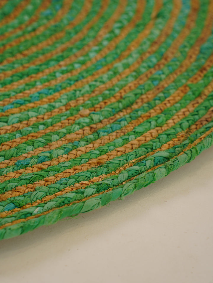 Contemporary Hand-Braided Cotton & Jute Rug
