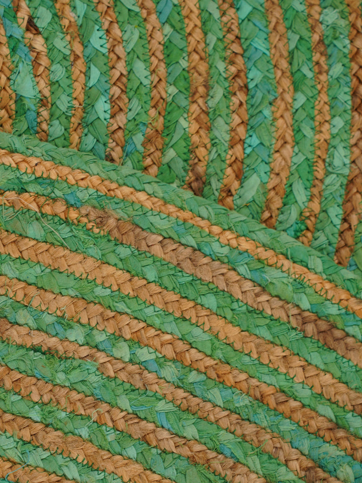 Contemporary Hand-Braided Cotton & Jute Rug