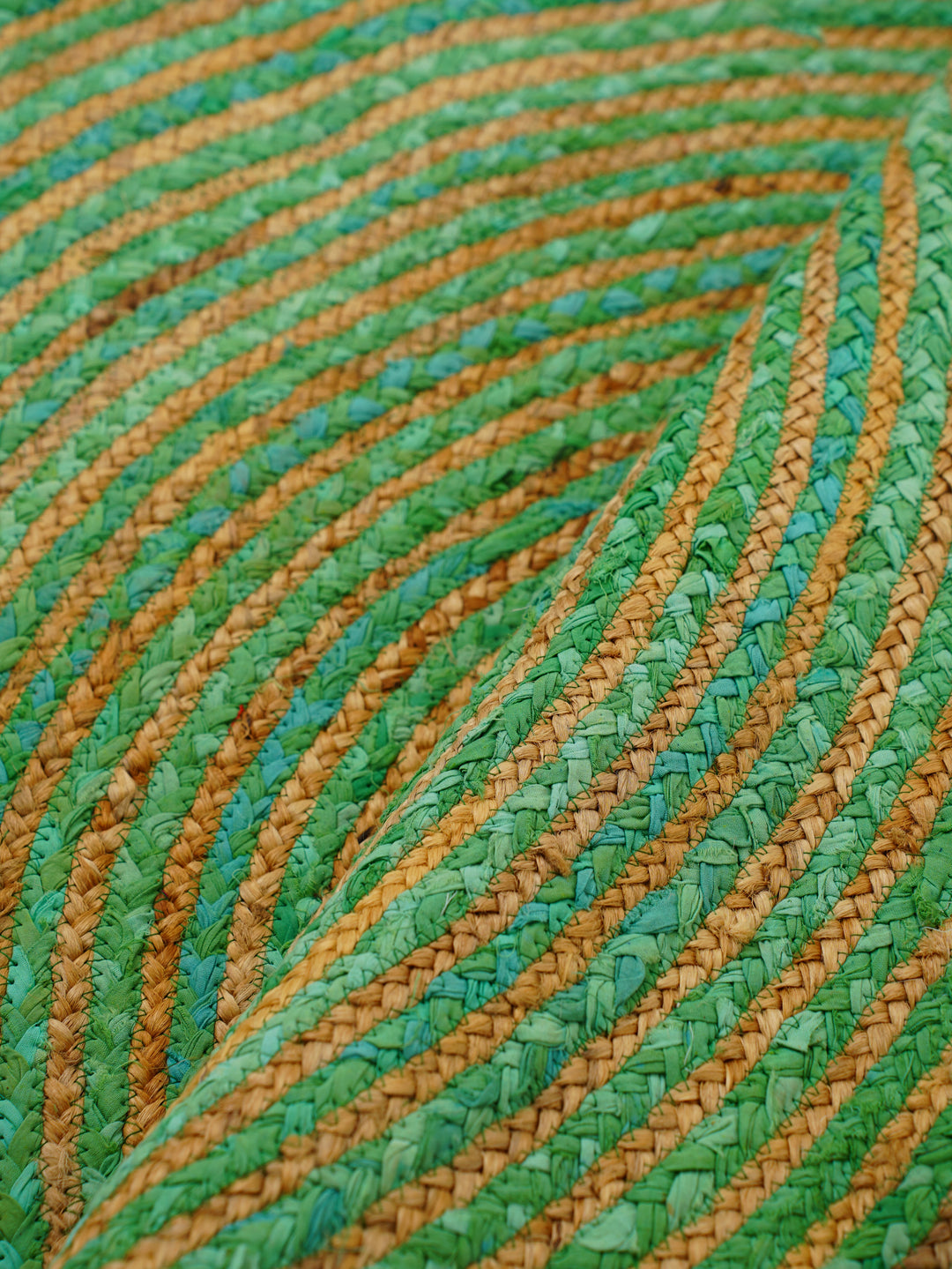 Contemporary Hand-Braided Cotton & Jute Rug