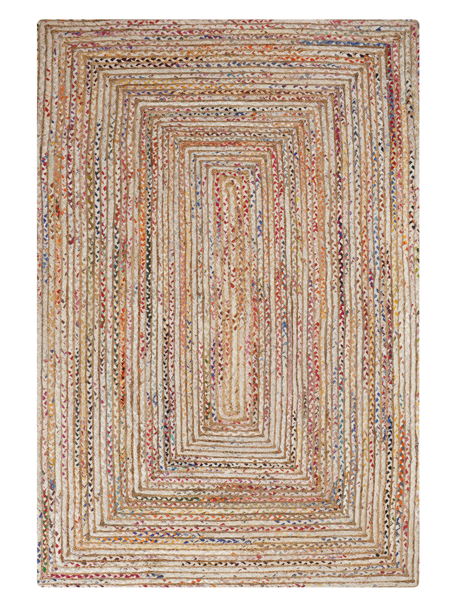 Contemporary Hand-Braided Cotton & Jute Rug