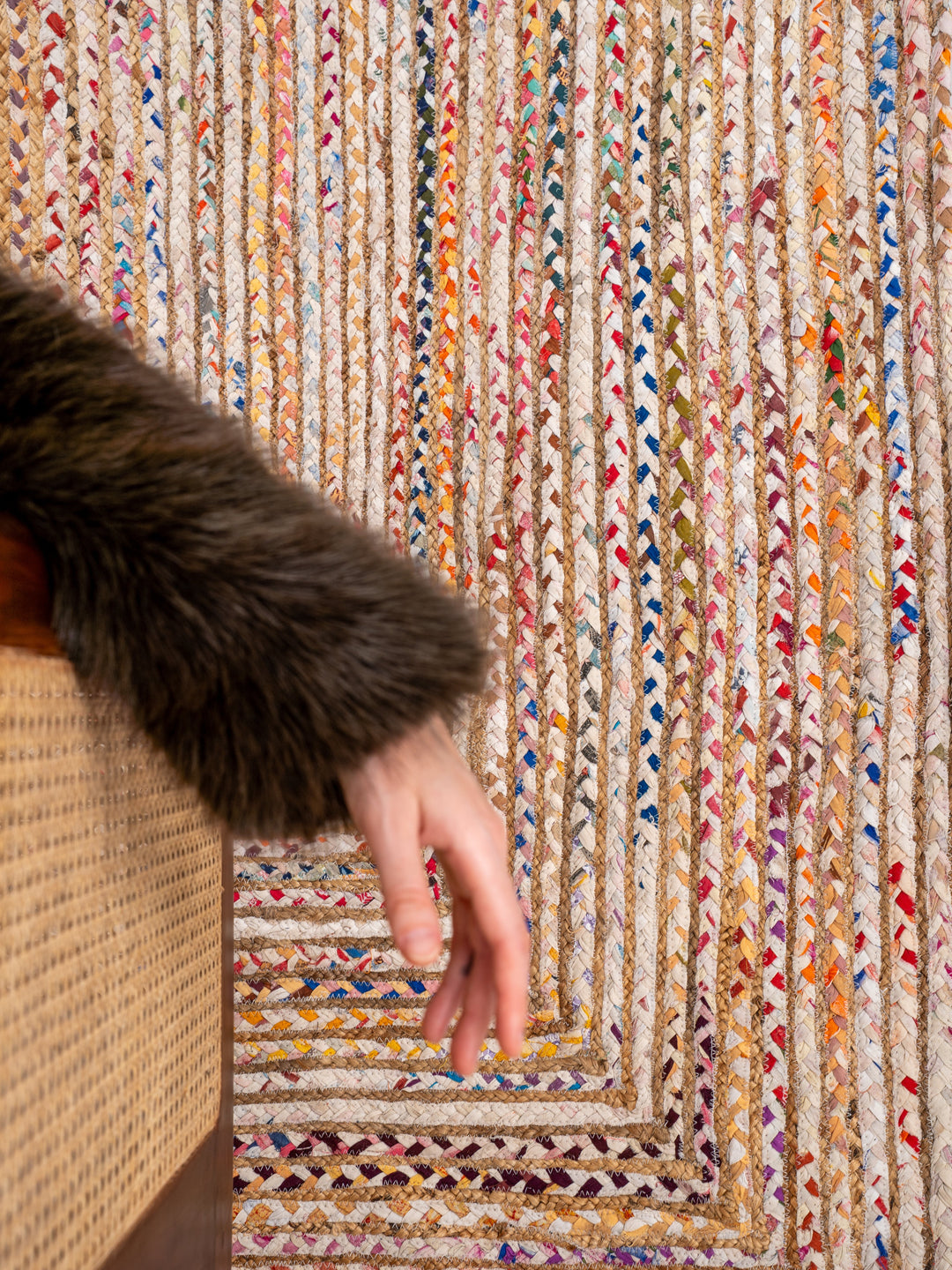 Contemporary Hand-Braided Cotton & Jute Rug