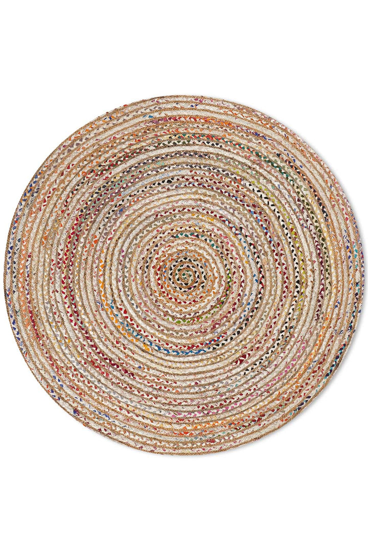 Contemporary Hand-Braided Cotton & Jute Rug