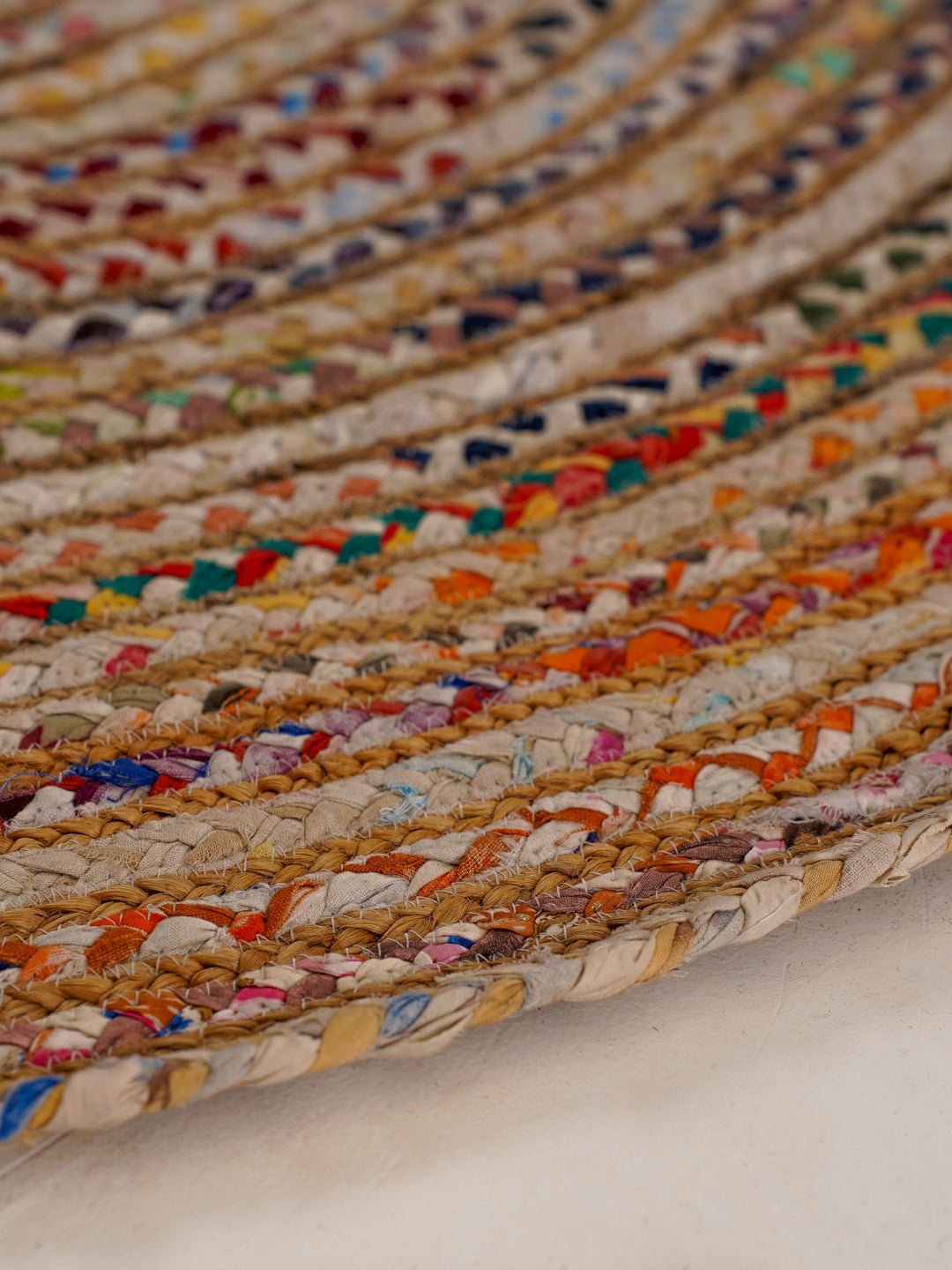 Contemporary Hand-Braided Cotton & Jute Rug