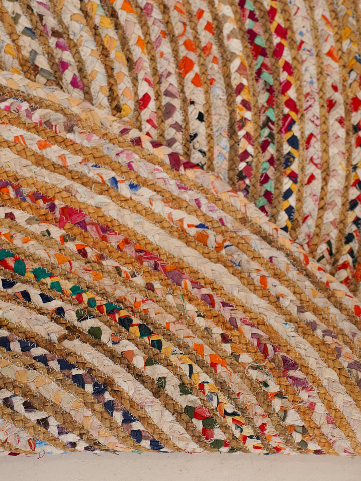 Contemporary Hand-Braided Cotton & Jute Rug