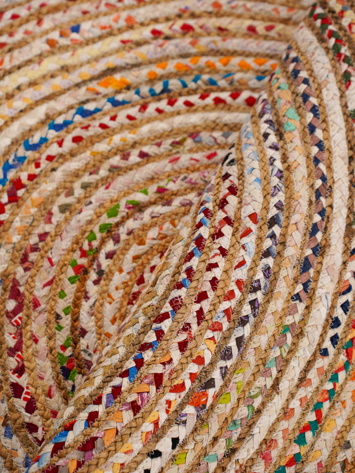 Contemporary Hand-Braided Cotton & Jute Rug