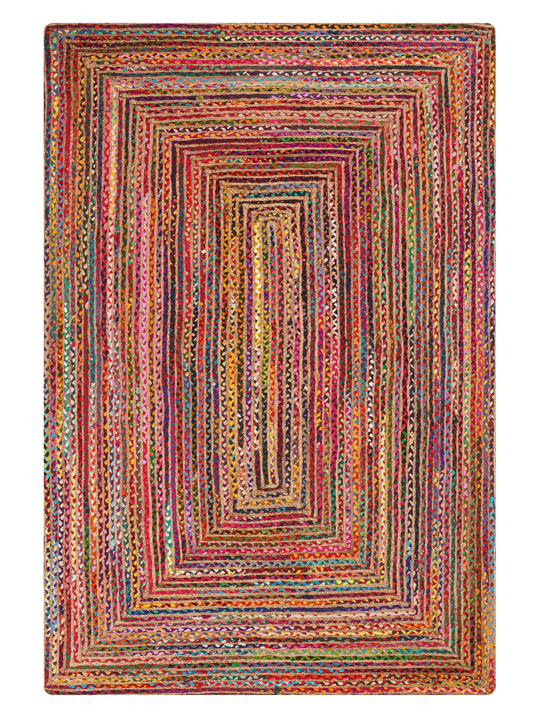 Contemporary Hand-Braided Cotton & Jute Rug