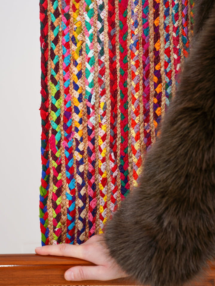 Contemporary Hand-Braided Cotton & Jute Rug